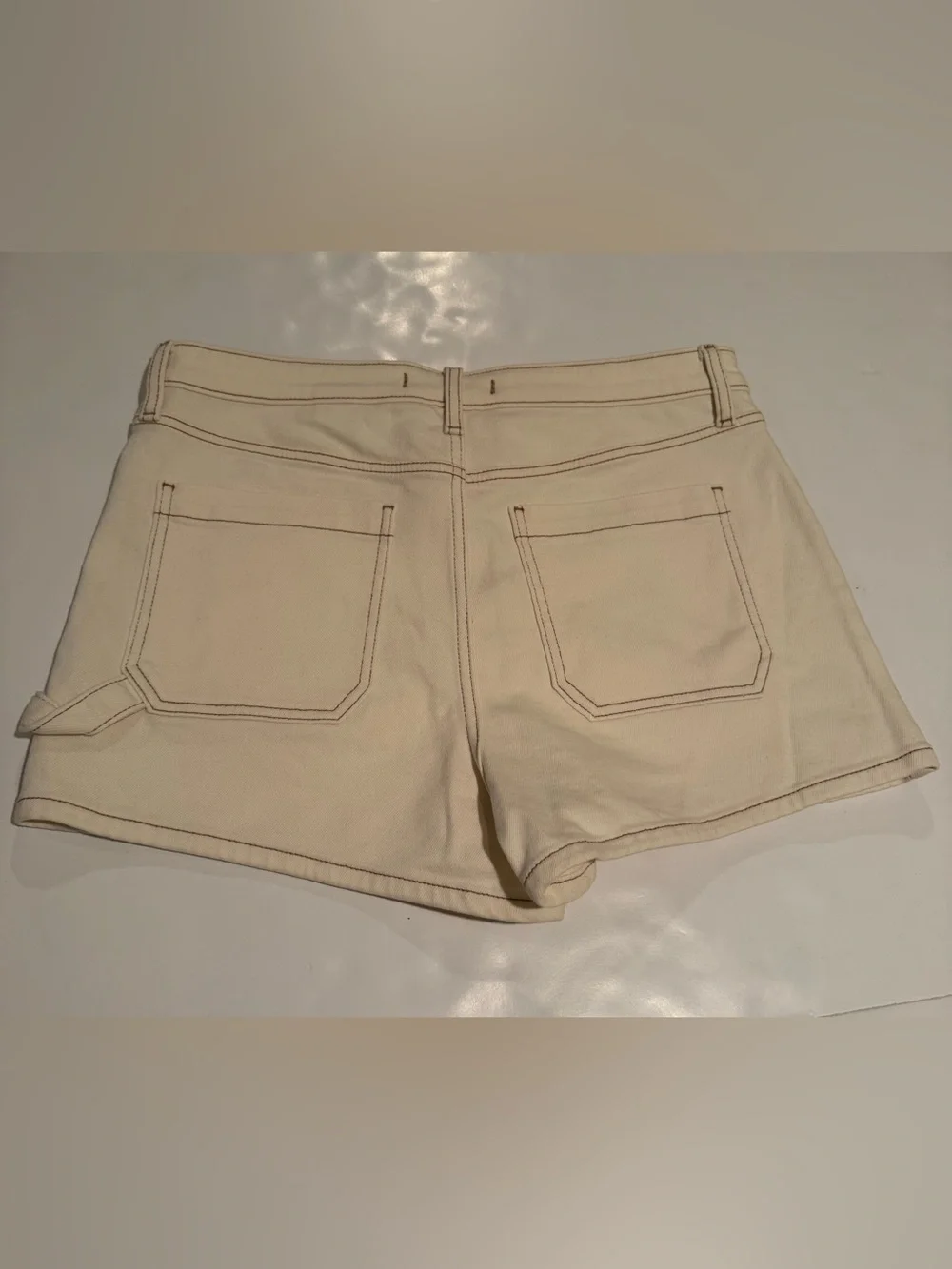 eunina Cream Utility Denim Shorts